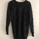 Christie & Jill Silk Wool Plaid Print Crewneck Sweater Tunic Womens Sz M Sequins Size M Photo 0