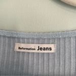 Reformation  Bardot Ribbed Knit Top Light Blue Small Photo 10