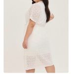 Torrid Ivory White Crochet Tie Waist Longline Duster Short Sleeve Sweater 3X 4X Photo 3