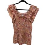 Nanette Lepore NWT- Nanette Lenore Orange & Pink Floral Smocked Blouse Photo 0