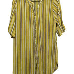 Siren Lily ‎ Women's 1X Yellow Striped Button Down Tunic Shirt Dress Photo 0