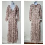 Mac Duggal FLORAL APPLIQUE LONG SLEEVE ILLUSION GOWNR size 4 Photo 5