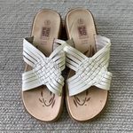 Vintage Faded Glory White Leather Huarache Wood Wedge Sandals Size 8 Photo 1