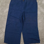 J. Jill Love Linen Blue Wide Leg Cropped Pants Women's Large NWT Beach Boho Photo 0