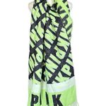 PINK - Victoria's Secret  Neon Green & Black Reversible Fringe Logo Blanket Scarf Photo 0