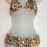 Bar III 🌞NWT peachw/leopard print triangle top set A-69 Photo 0