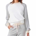 Monrow Neutral Colorblock Crew Neck Sweater Gray Size M Photo 0