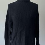 L.L. Bean Pet Black Waffle Knit Turtleneck Pullover Sweater Women's Large Photo 0