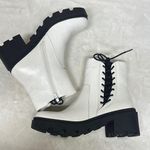Pierre Dumas  White and Black Lace Up Boots Photo 0