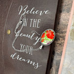 Handmade Red Floral Statement Pendant Necklace | Stainless Steel 18” Photo 2