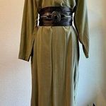 Vintage 90s Tencel Sage Green Long Sleeve Shirt Dress USA Made Size 10 Size M Photo 0