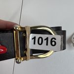 Vintage Garay Medium M Cowhide Brown Leather Belt Wide Design Gold Toned Buckle Photo 12