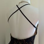 Windsor  Black & Tan Maxi Floral Lace Sheer Draped Split On Side Dress Sz… Photo 5
