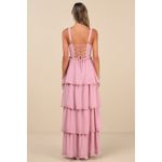 Lulus NWT  Sophisticated Occasion Pink Bustier Lace-Up Maxi Dress Cocktail Sz S Photo 2