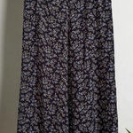 L.L.Bean Vintage Floral A-Line Midi Skirt Blue Rayon Lined Size 10 Regular Photo 0