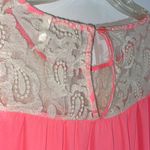Sage Neon Pink Top with Lace Size Small Photo 5