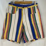 SoStanza Contemporary Apparel Vintage Shorts Women Size 9/10 White Multi Stripe Photo 0