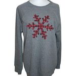 Lane Bryant  Gray Red Sweatshirt Buffalo Plaid Snowflake Size 14/16 Cabincore Photo 0