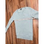 Ann Taylor  100% Cashmere Cable Knit V-Neck Sweater Women's S Mint Green Photo 5