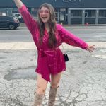 ASOS Hot Pink Sequin Belted Shirt Dress Photo 1