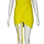 Mistress Rocks  SEXY Yellow Ruched Halter Mini Dress Size XSmall Photo 8