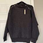 Tahari  Metallic Grey Button Detail Viscose Blend Sweater MSRP$88 NWT Photo 0