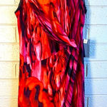 Simply Vera Vera Wang Orange black Asymmetrical Ruched Sheath Dress Size L Photo 0