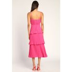 Lulus NWT  Cascading Crush Hot Pink Tiered Midi Dress Wedding Gala Banquet Sz XL Photo 2