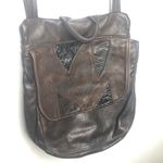 Vintage Brown Leather Messenger Crossbody Large Dark‎ Convertible Backpack Brown Photo 1