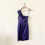 Eliza J  One Shoulder Satin Dress with Beaded Detail in Purple - Size 6 Photo 3