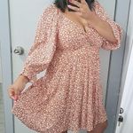 Angie  Long Sleeve Floral Dress - Pink and White Photo 0