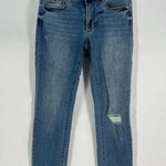 Bebe  Heartbreak Skinny Jeans Womens 27 Blue Denim Cotton Stretch Logo Distressed Photo 0