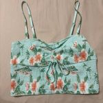 American Eagle  Outfitters Floral Smocked Top - Light Blue and Orange Photo 3