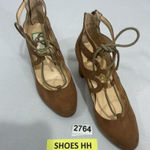 Unisa Womans Uncalete Size 6 M Camel Faux Suede Zip Up Lace Up Heel Pumps Photo 0