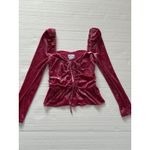 Saylor  Womens XS Cedella‎ Bubblegum Pink Velvet Ruched Peplum Top Photo 2