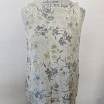 August Silk Floral Sleeveless Silk Top - Cream and Green sz 6 Photo 0