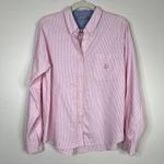Bugle Boy Vintage Women's Pink & White Striped Button Down Preppy Academia Shirt Photo 0