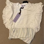 Hale Bob  soft pajamas. Bottoms are offwhite with polka dots w/ a ruffled top. Photo 2