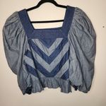 Anthropologie x Love the Label Smocked Puff-Sleeve Blouse in Blue size S Photo 1