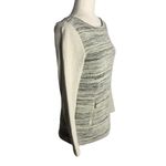 Loft  Boucle Pullover Sweater XS Black Grey Zippered Pockets Round Neck Photo 5