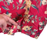 Talbots Vintage Red Floral Linen Cotton Woven Midi Pencil Straight Skirt Size 10 Photo 4