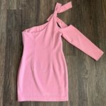 Black Halo Eleece One Shoulder Bow Sheath Dress in Ice Cream Light Pink (Size12) Photo 5