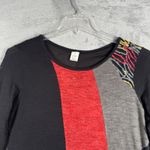 This and That Tunic Women Color Block Long Sleeve Knit Accent Bohemian Size M Black Size M Photo 3