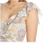 LINI Naomi Ruffled Vneck Mini Dress Womens Large Floral White Photo 2