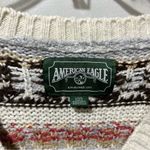 American Eagle  Women’s Multicolored Cropped Cardigan Ski Sweater Size Large Photo 4