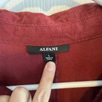 Alfani  Burgundy V-Neck Short Sleeve Midi Linen Blend Dress with Pockets Size L Photo 5