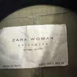 ZARA  Green Crochet Fringe Trim Button Front Pockets Long Sleeve Jacket Photo 3