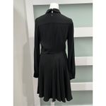 Pintuck Black Mini Shirt Dress Long Sleeve Collared Size 6 Photo 4
