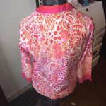 Oscar de la Renta Vintage  M pink & orange floral button down blouse Photo 2