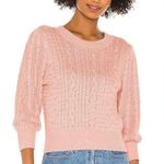 Free People New Villa Cable Pullover Sweater in Pink Bubble Bath Size XL Barbie Photo 1